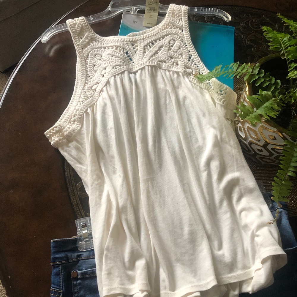 Loft sleeveless cotton crochet top